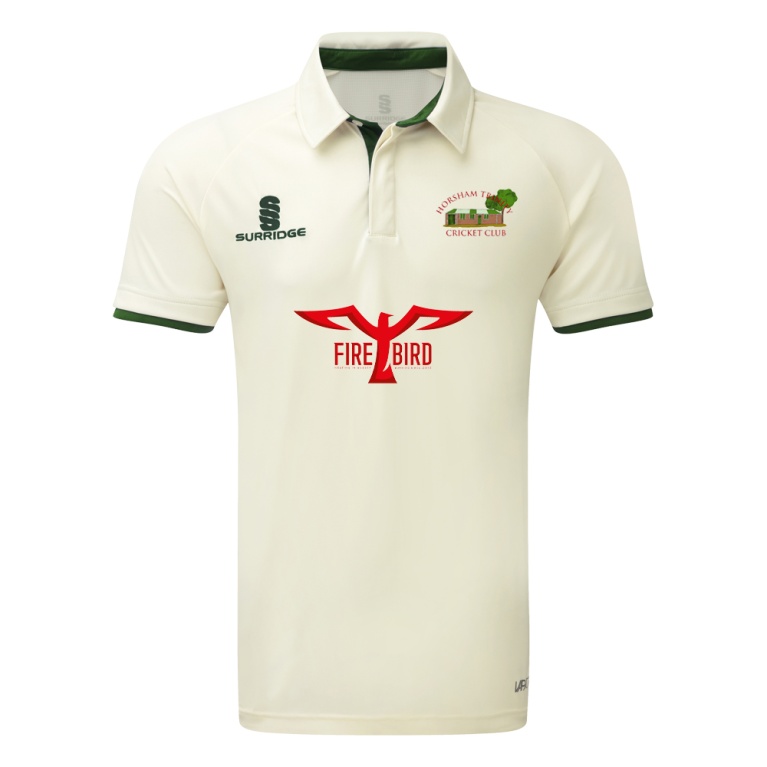 Ergo Cricket Shirt - Short Sleeve : Green Trim Adults